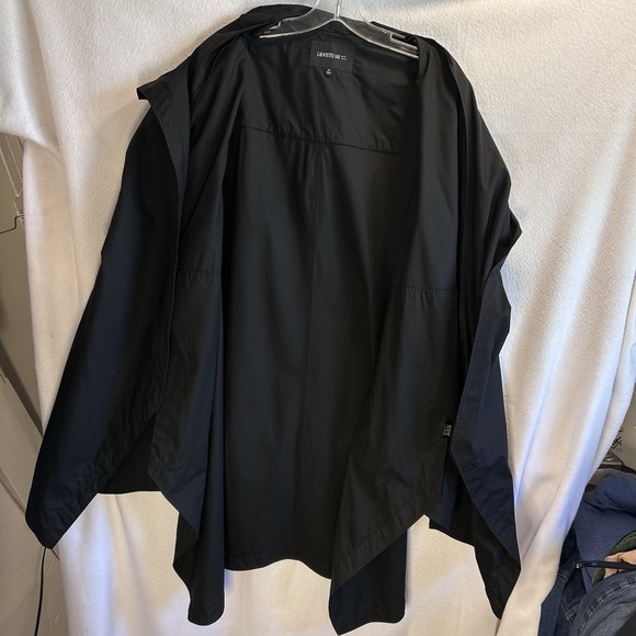 Lafayette 148 N Y Cardigan M Black Cotton Blend Cascade Shawl Collar Open Front - Picture 11 of 13